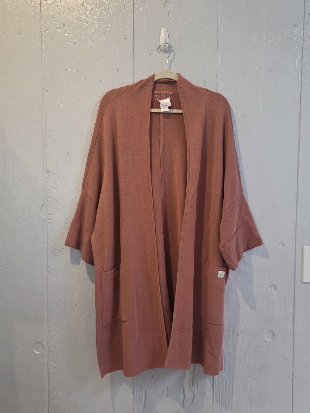 Marla Wynne For Chico's Open-Front Terracotta Knit Cardigan Sweater
